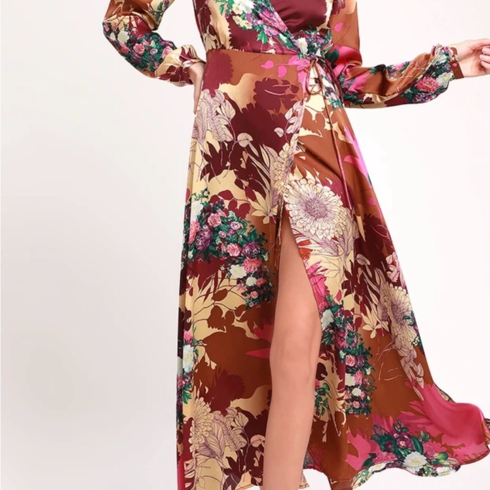 Satin wrap dress